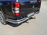 Защита задняя (уголки двойные) 76,1/42,4 мм (на автомобиль без бампера) ТСС для Mitsubishi L200 2019-, фото 2