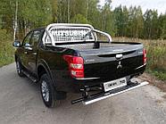 Защита задняя центральная 120х60 мм с накладкой ТСС для Mitsubishi L200 2019-