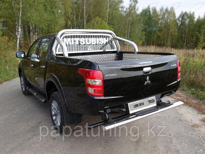 Защита задняя центральная 120х60 мм с накладкой ТСС для Mitsubishi L200 2019-