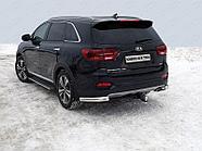 Защита задняя (уголки овальные) 75х42 мм ТСС для Kia Sorento Prime 2018-