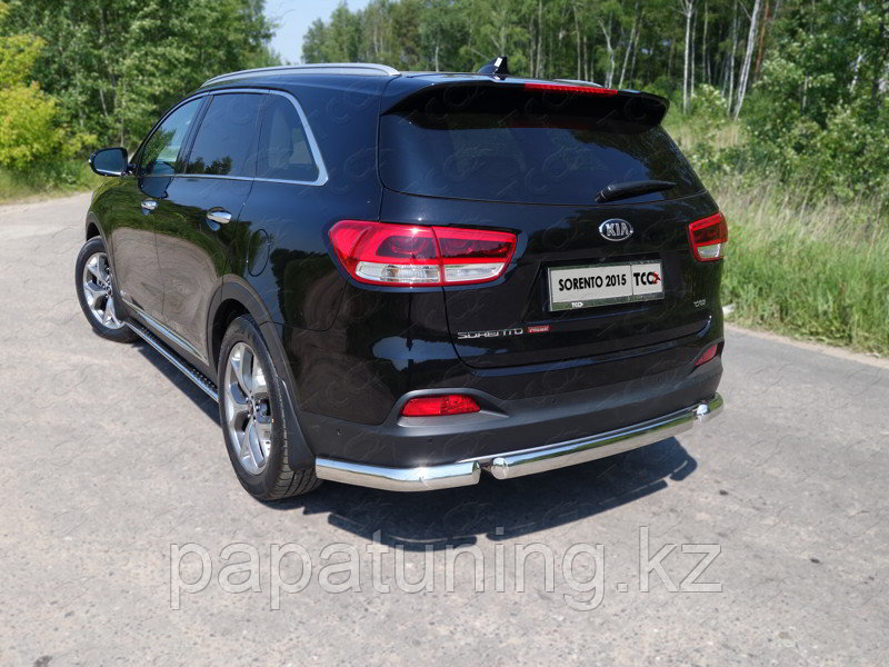 Защита задняя (уголки овальные) 75х42 мм ТСС для Kia Sorento Prime 2015-2018, фото 1