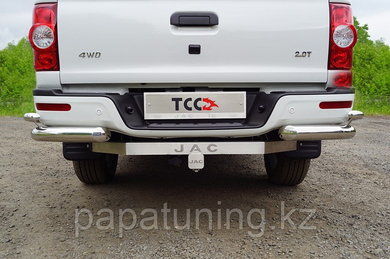 Защита задняя (уголки двойные) 76,1/42,4 мм ТСС для JAC T6 (4WD) 2.0T (бенз) 2021-, фото 1