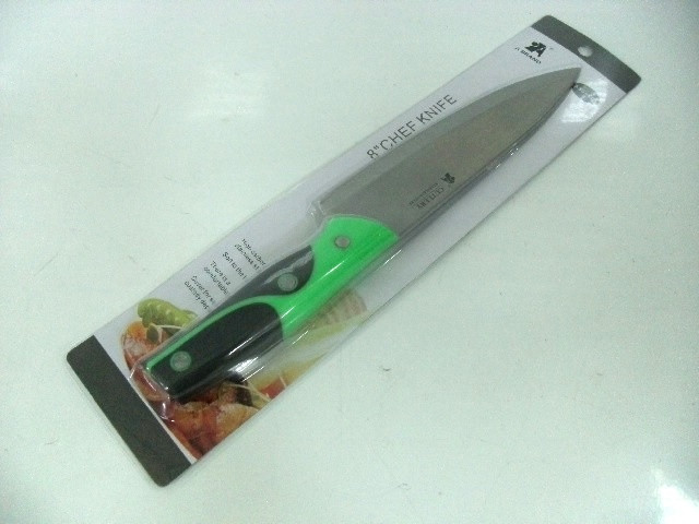 151083 Нож кухонный шеф-повара, нерж. сталь,черно-зел. ручка - фото 1 - id-p109116981