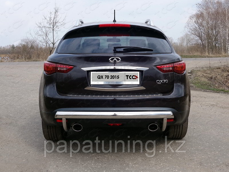 Защита задняя (центральная) 75х42 мм ТСС для Infiniti QX 70 2015- - фото 1 - id-p108730319