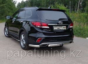 Защита задняя центральная (овальная) 75х42 мм ТСС для Hyundai Santa Fe Grand 2016-