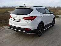 Защита задняя (уголки) 75х42 мм ТСС для Hyundai Santa Fe (DM) 2012-2018