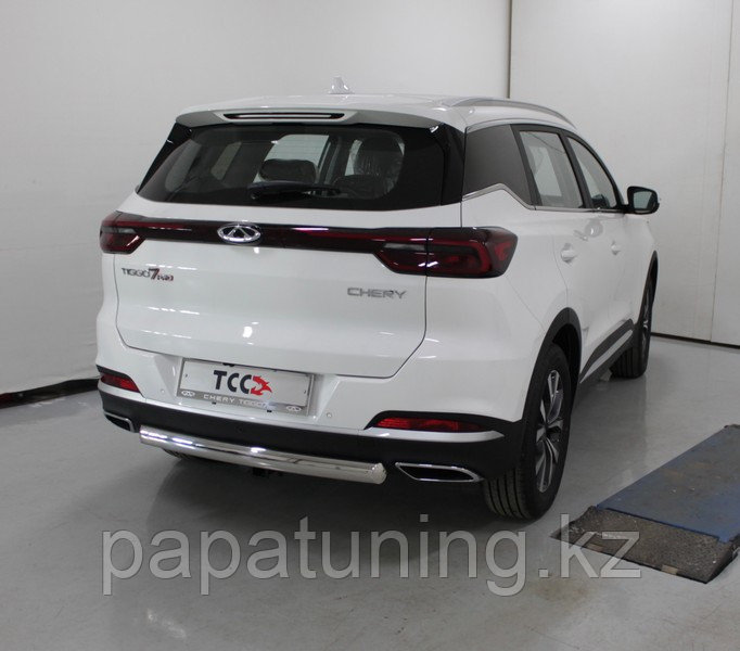 Защита задняя (овальная) 75х42 мм ТСС для Chery Tiggo 7 PRO 2WD 2020-