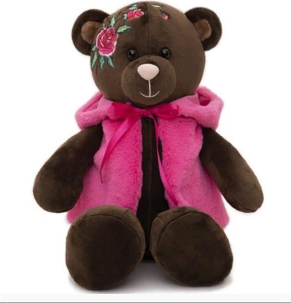 Kult Мягкая игрушка коричневый Медведь в бордовой жилетке, 35 см - фото 1 - id-p109166326