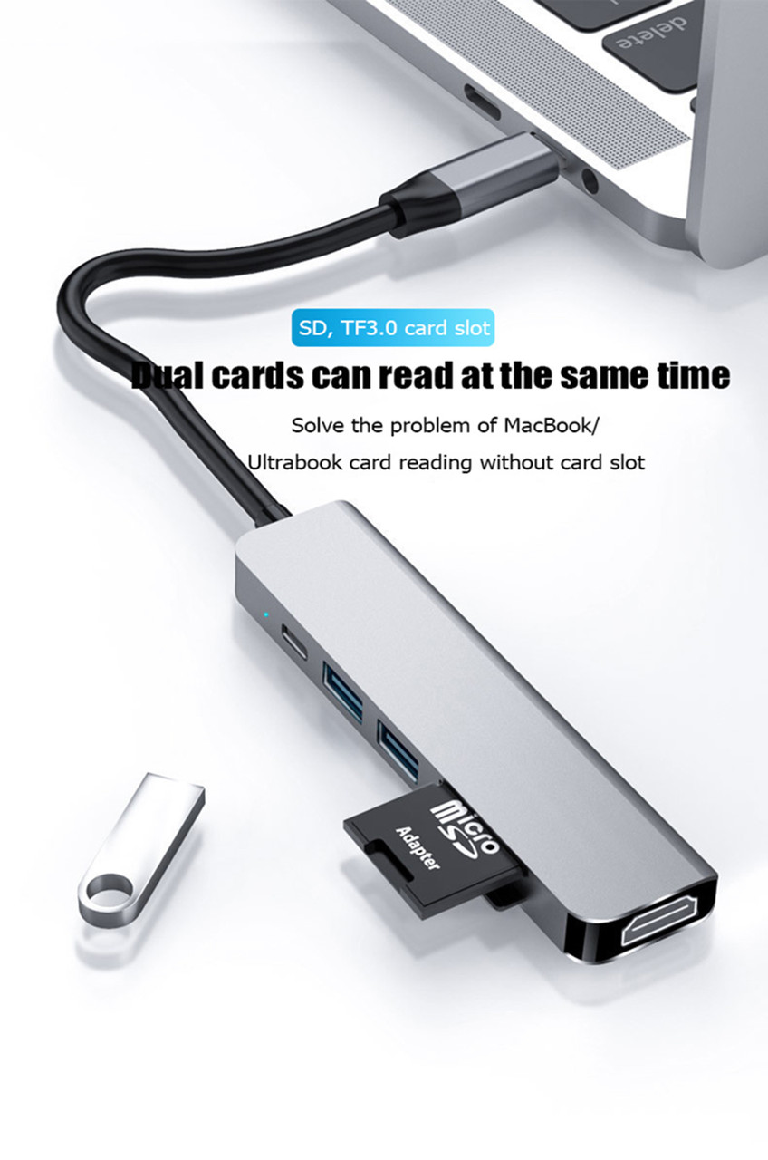 USB хаб все в одном USB C HUB адаптер 6 в 1 - фото 5 - id-p109183100
