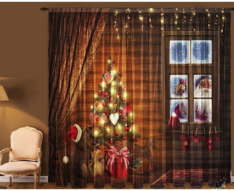 Тюль Новогодняя "Дед Мороз". пр-во Россия. Алматы