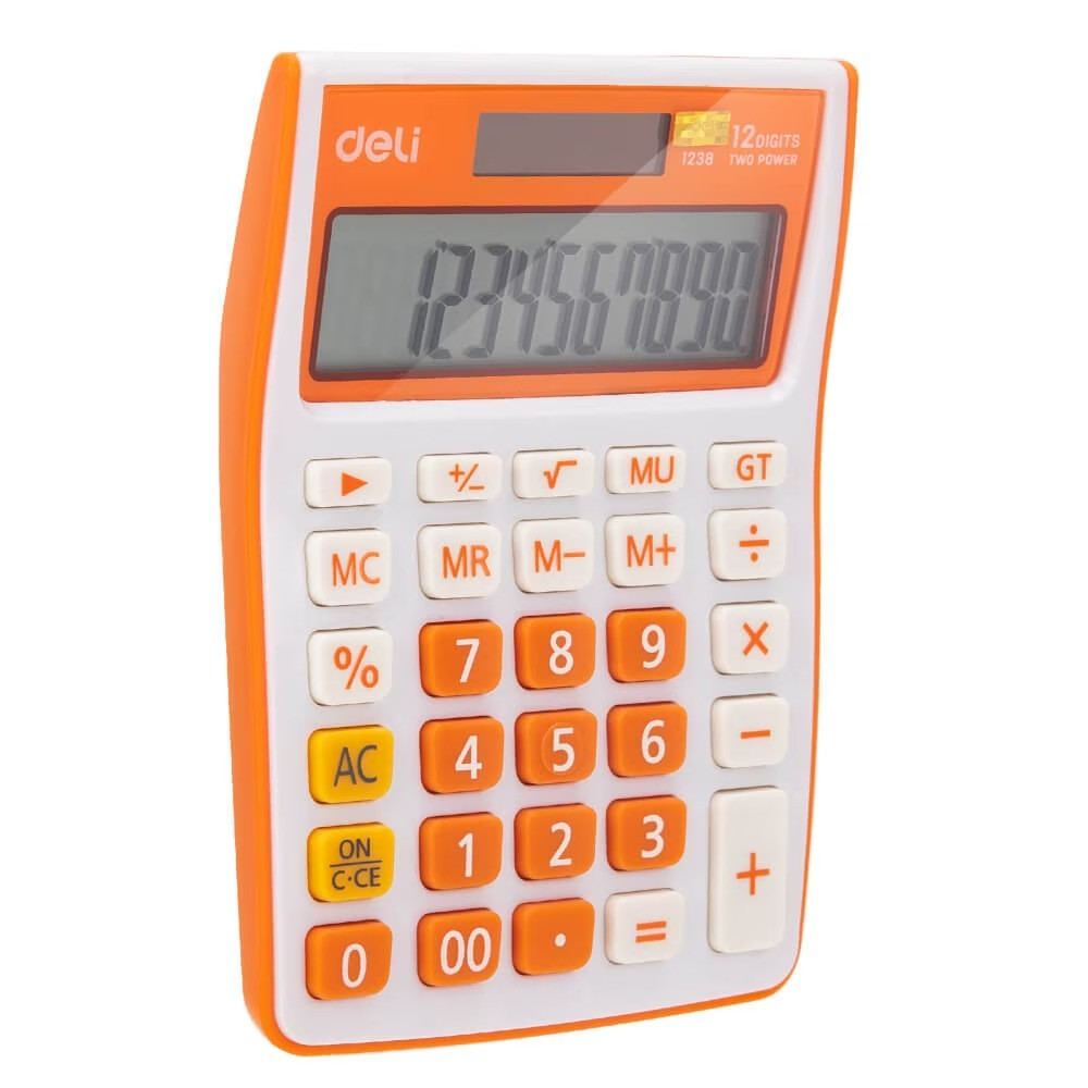 Калькулятор 12 разр. Deli 1238 оранжевый - фото 1 - id-p109186942