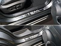 Накладки на пороги (лист шлифованный надпись X-Trail) 4шт ТСС для Nissan X-Trail (T32) 2018-