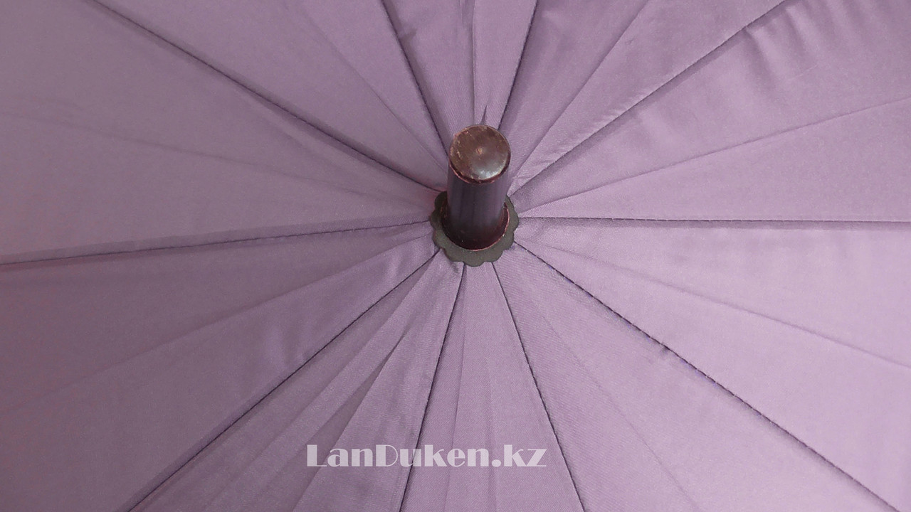 Мужской фиолетовый зонт-трость, зонт полуавтомат с деревянной ручкой - фото 4 - id-p13857728