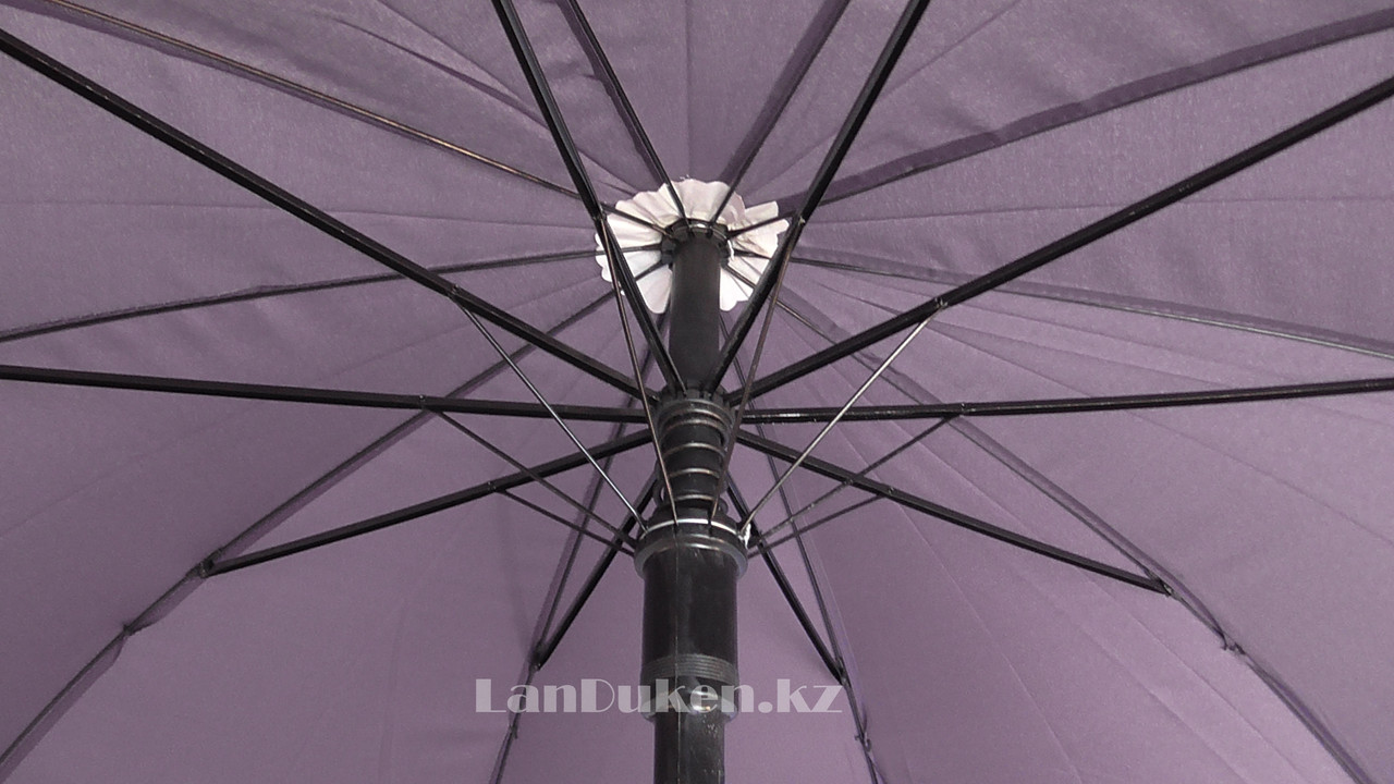 Мужской фиолетовый зонт-трость, зонт полуавтомат с деревянной ручкой - фото 3 - id-p13857728