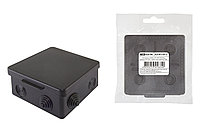 Распаячная коробка ОП 100х100х55мм, крышка, IP54, 8вх., черная, инд. штрихкод TDM