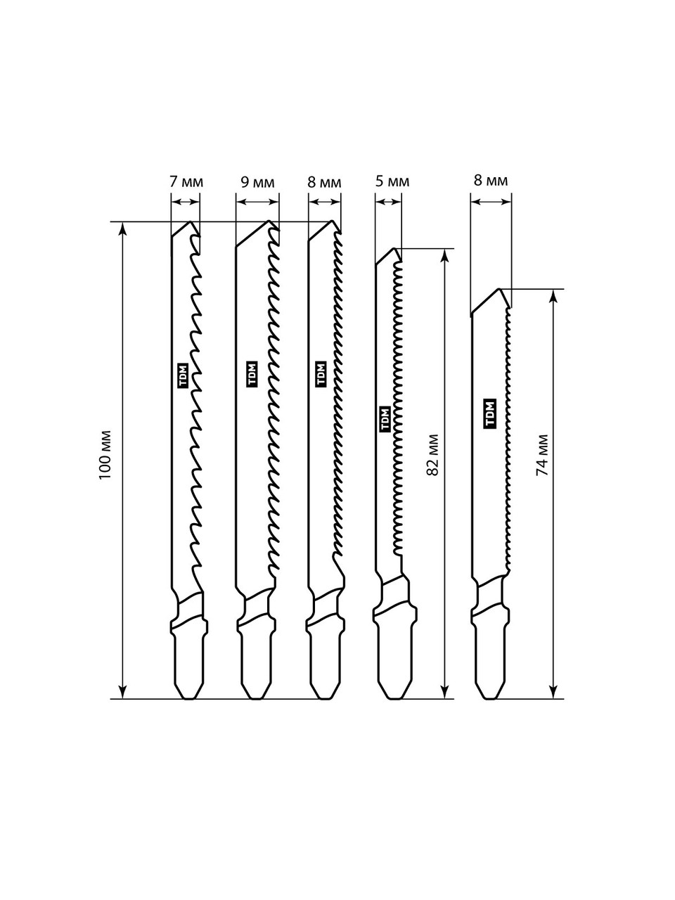 Набор пилок для электролобзика по дер: T101AO,T101B,T111C,244D, по метал. T118A, 5 шт, "Рубин", TDM - фото 5 - id-p109210585