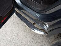 Пороги овальные гнутые с накладкой 75х42 мм ТСС для Volkswagen Touareg R-Line 2014-