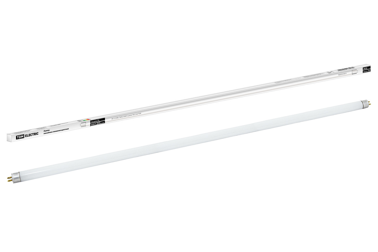 Лампа люминесцентная линейная двухцокольная ЛЛ-12/30Вт, T4/G5, 6500 К, длина 765,2 мм TDM - фото 1 - id-p109208838
