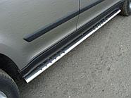 Пороги овальные с проступью 75х42 мм ТСС для Skoda Yeti 2014-