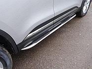 Пороги овальные гнутые с накладкой 75х42 мм ТСС для Renault Koleos 2017-