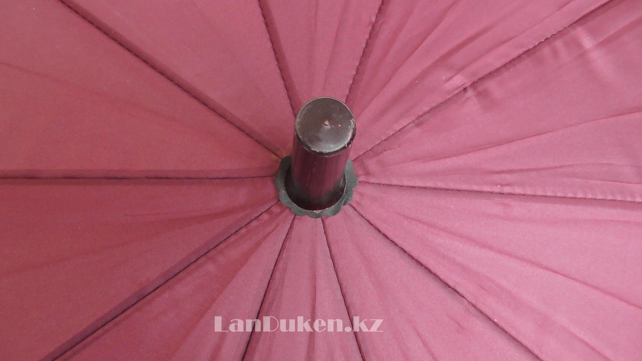Мужской бордовый зонт-трость, зонт с деревянной ручкой - фото 4 - id-p13954155