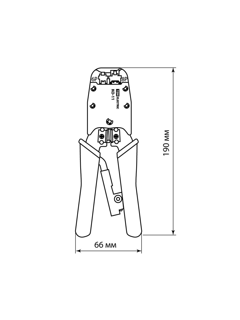 Клещи обжимные КО-11, обжим RJ-11/12/45 (8P8C, 6P6C, 6P4C, 6P2C), "МастерЭлектрик" TDM - фото 8 - id-p109208162