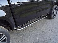 Пороги овальные гнутые с накладкой 75х42 мм ТСС для Mercedes-Benz X-Class 2018-