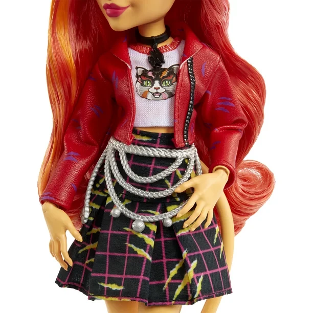 Модная кукла Monster High Toralei Stripe с аксессуарами и домашним животным саблезубым тигром