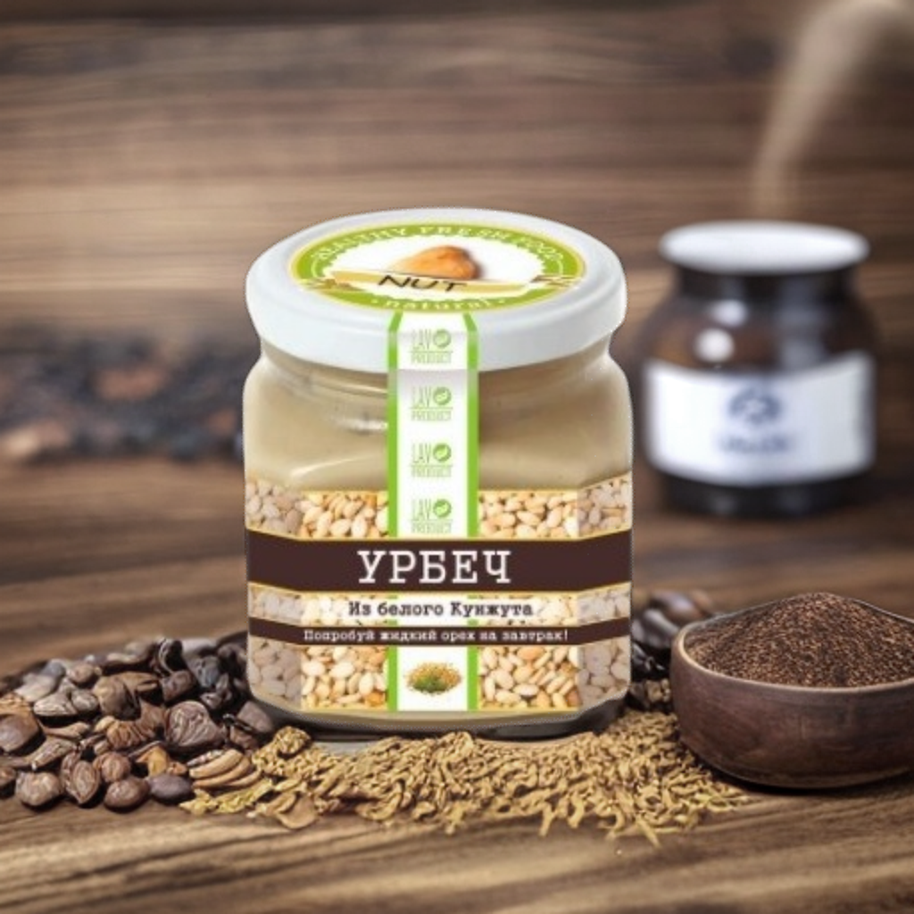 Урбеч из семян белого кунжута от LAV product 250 г. Оборотная тара.