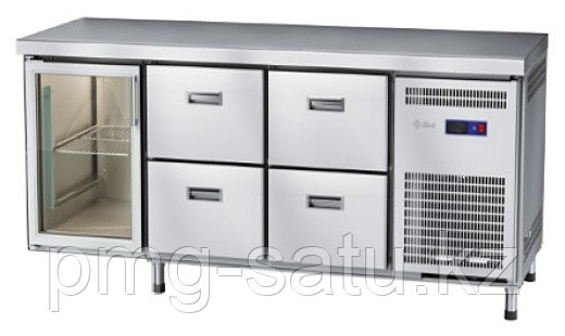 Стол холодильный Abat СХС-70-02 (4 ящика, 1 дверь-стекло, без борта) - фото 1 - id-p109223528
