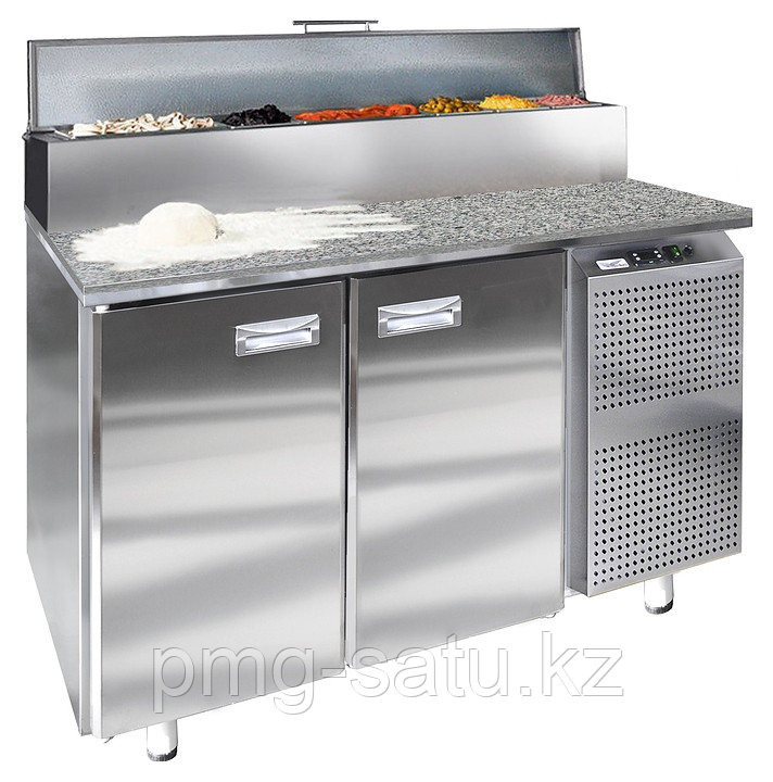 Стол холодильный для пиццы Finist СХСпцг-700-2 (боковой холодильный агрегат) с гранитной столешницей - фото 1 - id-p109225418