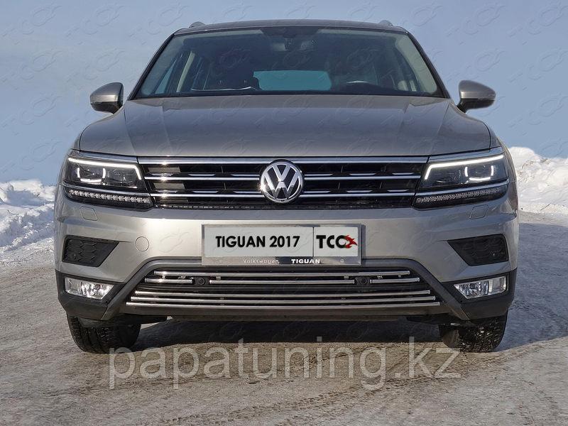 Защита радиатора верхняя 16 мм (Пакет "Offroad") ТСС для Volkswagen Tiguan 2017-2021 - фото 1 - id-p108834392