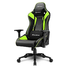 Игровое кресло Sharkoon Elbrus 3 Black/Green <Cинтетическая кожа, Газлифт 4, подлокотник 3D>
