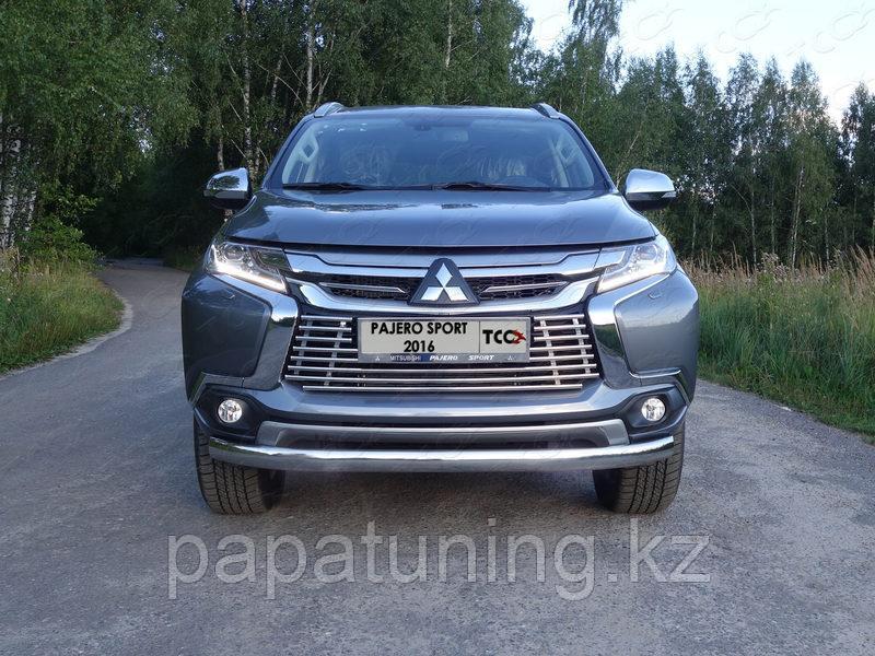 Защита радиатора 16 мм (для а/м без датчиков парковки) ТСС для Mitsubishi Pajero Sport 2016-2020 - фото 4 - id-p108834323