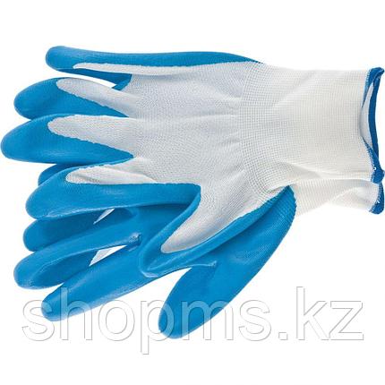 Перчатки полиэфирные с синим нитрильным покрытием маслобензостойкие, L, 15 класс вязки// Сибртех, фото 2