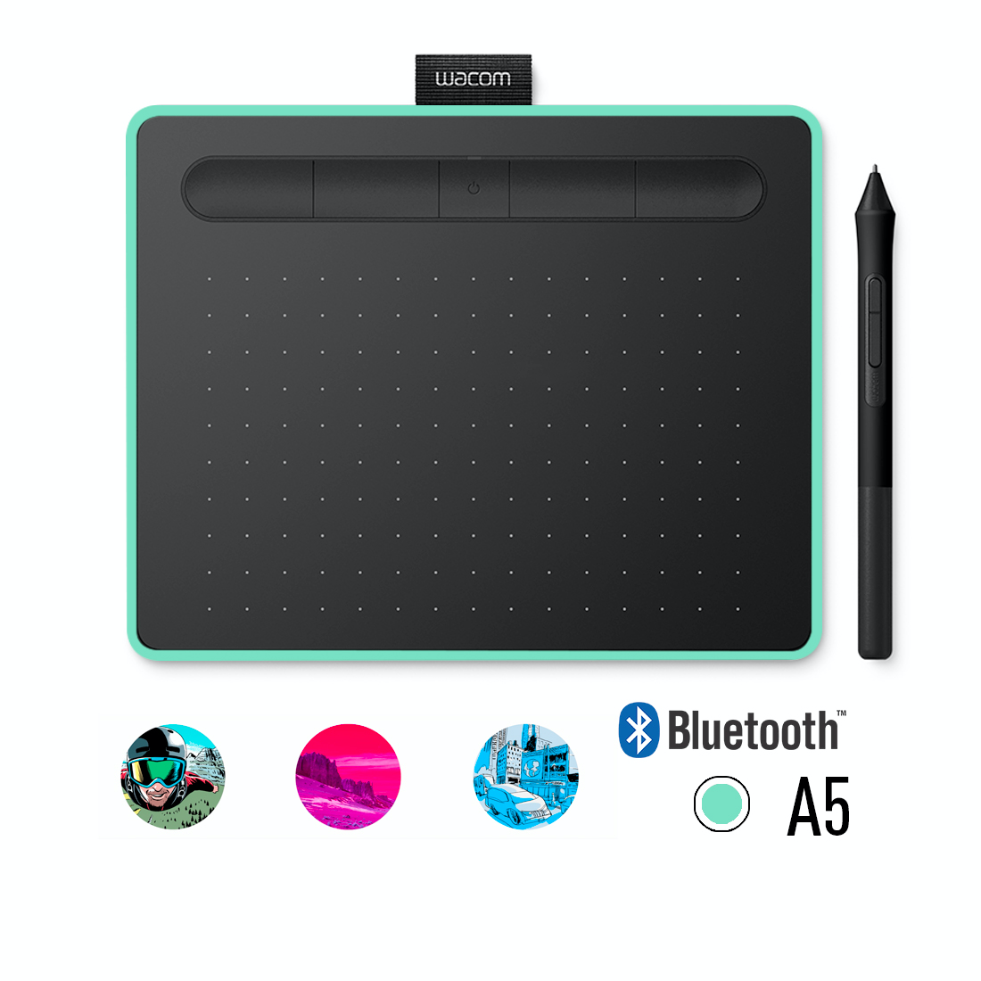 Графический планшет Wacom Intuos Medium Bluetooth (CTL-6100WLE-N) Зелёный - фото 1 - id-p109229752