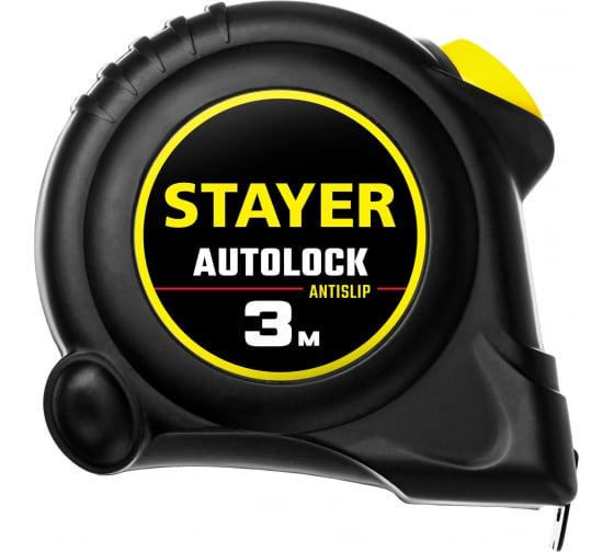 STAYER АutoLock 3м / 16мм рулетка с автостопом