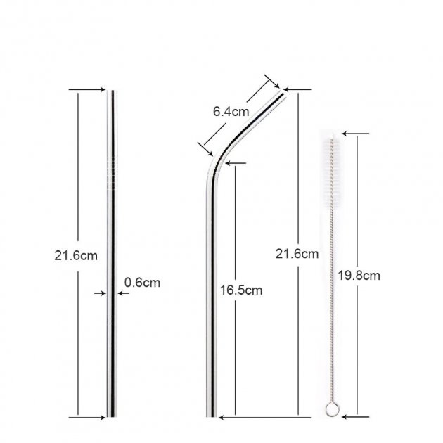 Металлические трубочки для напитков из металла в наборе 8 штук и 2 щетки - фото 2 - id-p109230430