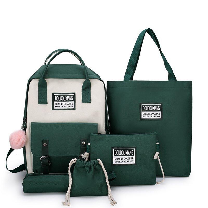 Рюкзак для школьников и студентов зелёный, с комплектом принадлежностей 5 в 1 Songmont