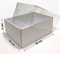 Подарочная коробка с прозрачной крышкой 16х12х7 Белая