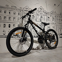 Скоростной Велосипед "DtFly" для подростков. 24" колеса. MTB. Горный. Черный.