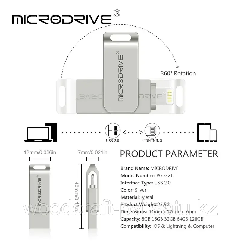 Металлический Переходник Usb флэш-накопитель 2 в 1 флешка Айфон - фото 4 - id-p109233197