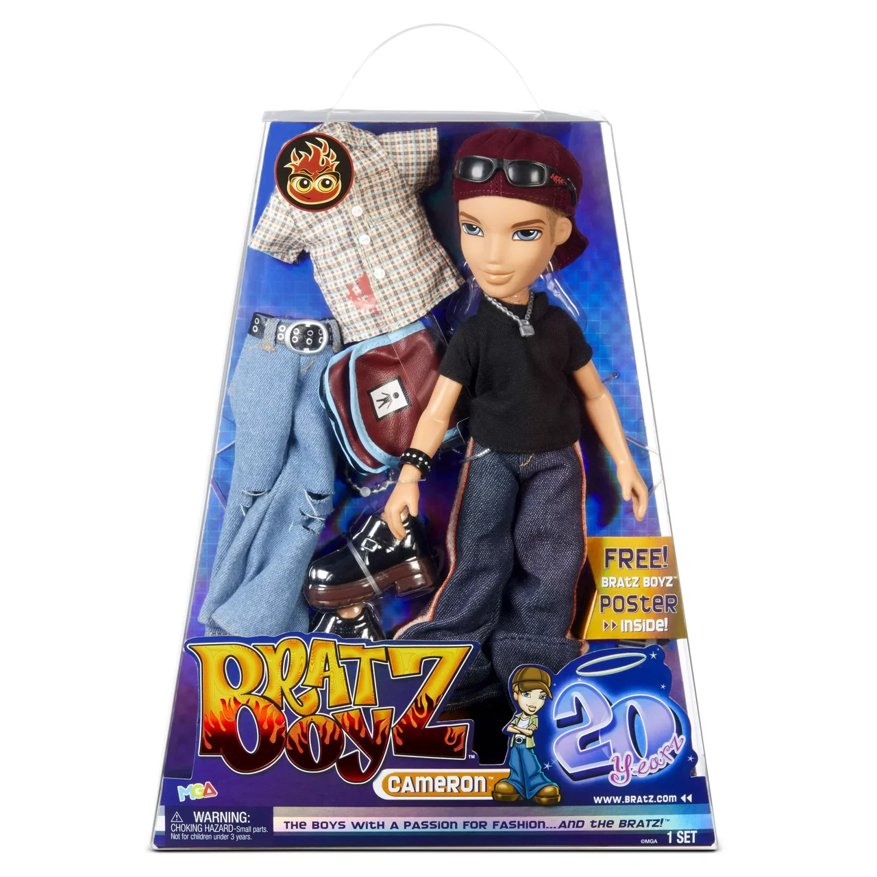 Модная Кукла Bratz Cameron Boy с аксессуарами и голографическим плакатом
