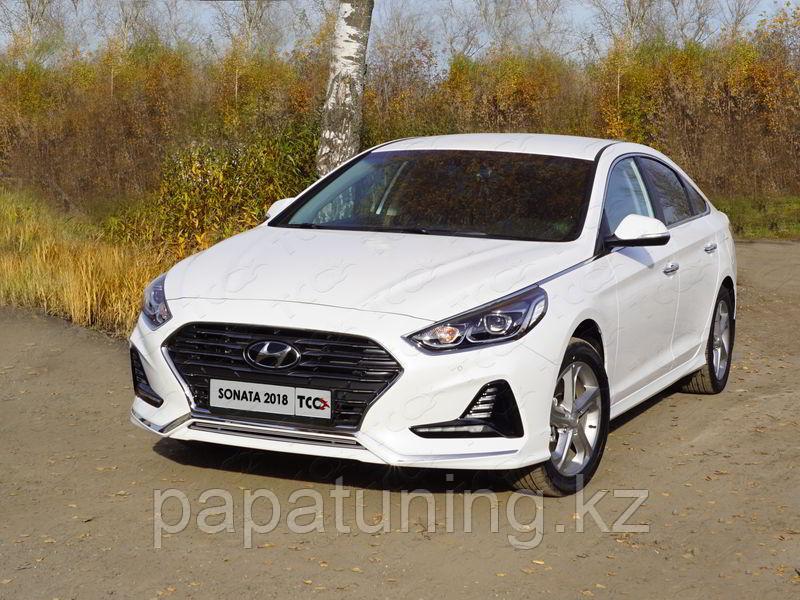 Защита радиатора нижняя 12 мм ТСС для Hyundai Sonata 2018- - фото 1 - id-p108834259