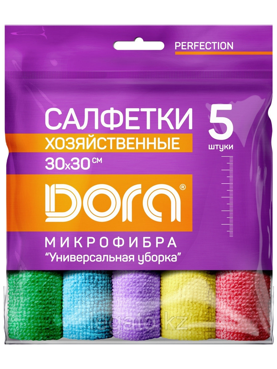 Салфетки из микрофибры  DORA   "Универсальная",30*30 см , 5шт в уп. 20шт/кор, фото 1