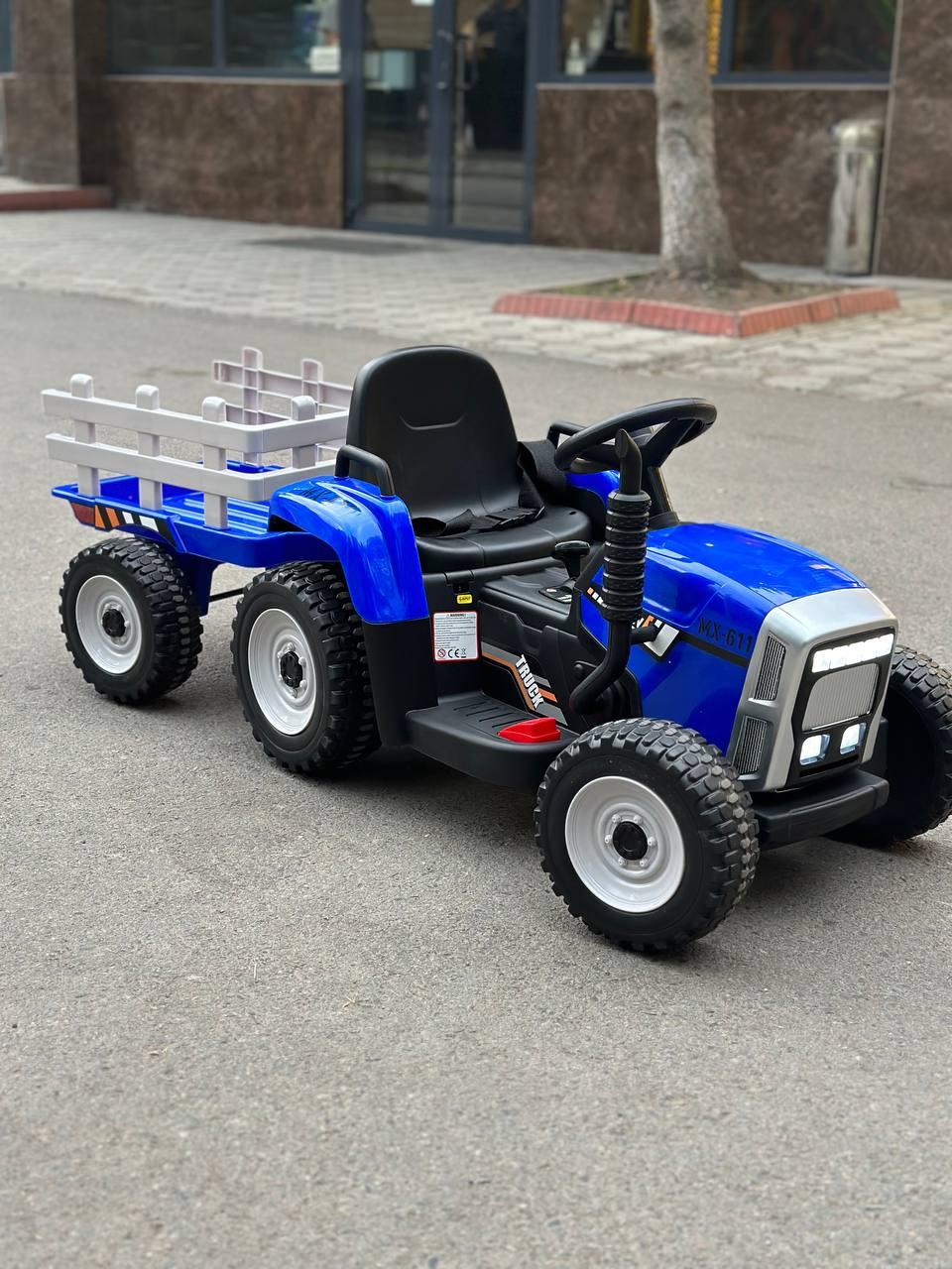 Детский синий трактор с прицепом - фото 6 - id-p109238150