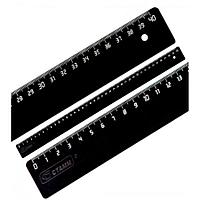 Линейка 40см пластик, черная Стамм ЛН55