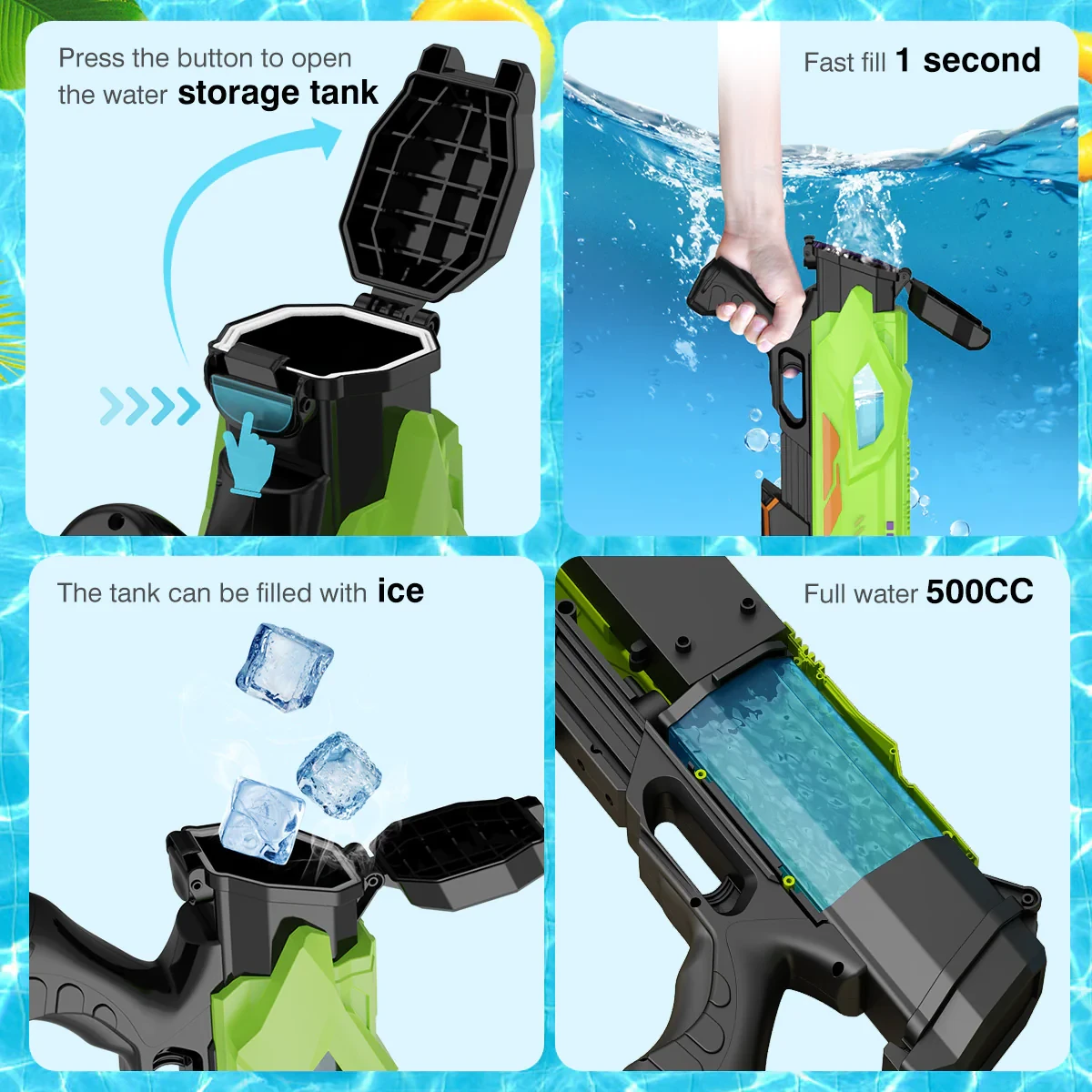 Электрический водяной пистолет для детей и взрослых 2 шт - фото 4 - id-p109240415