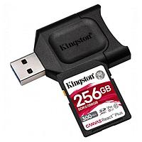 Карта памяти SD, Kingston Canvas React Plus, 256GB, SDR2-256GB, UHS-II, R300-W260 + USB Adapter