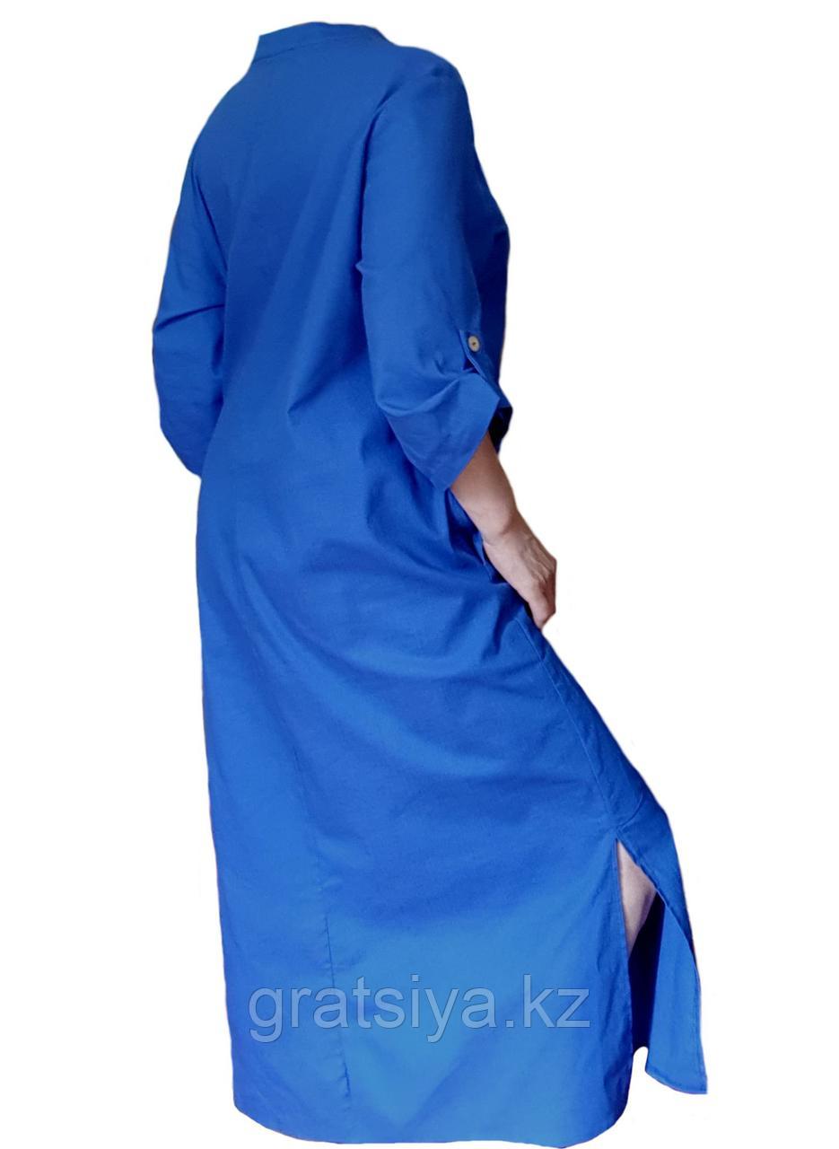 Женское Длинное Платье Рубашка с Рукавами Большого Размера - фото 3 - id-p96545525